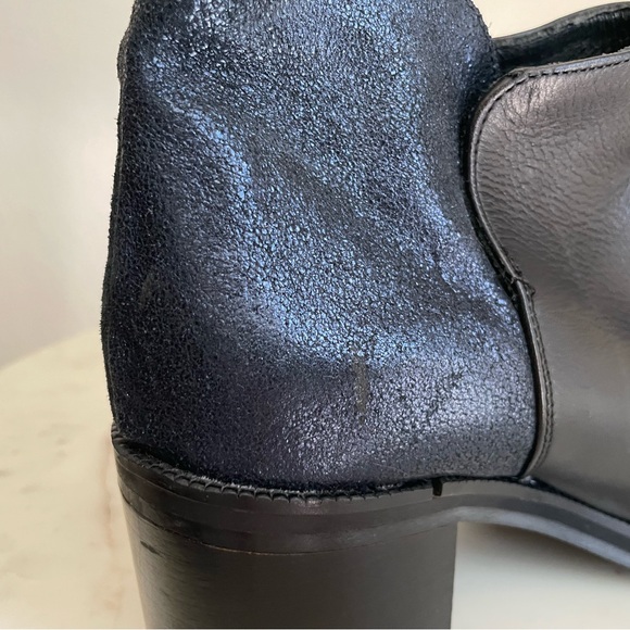 Black and Navy Vegan Leather Boots - Picture 9 of 10